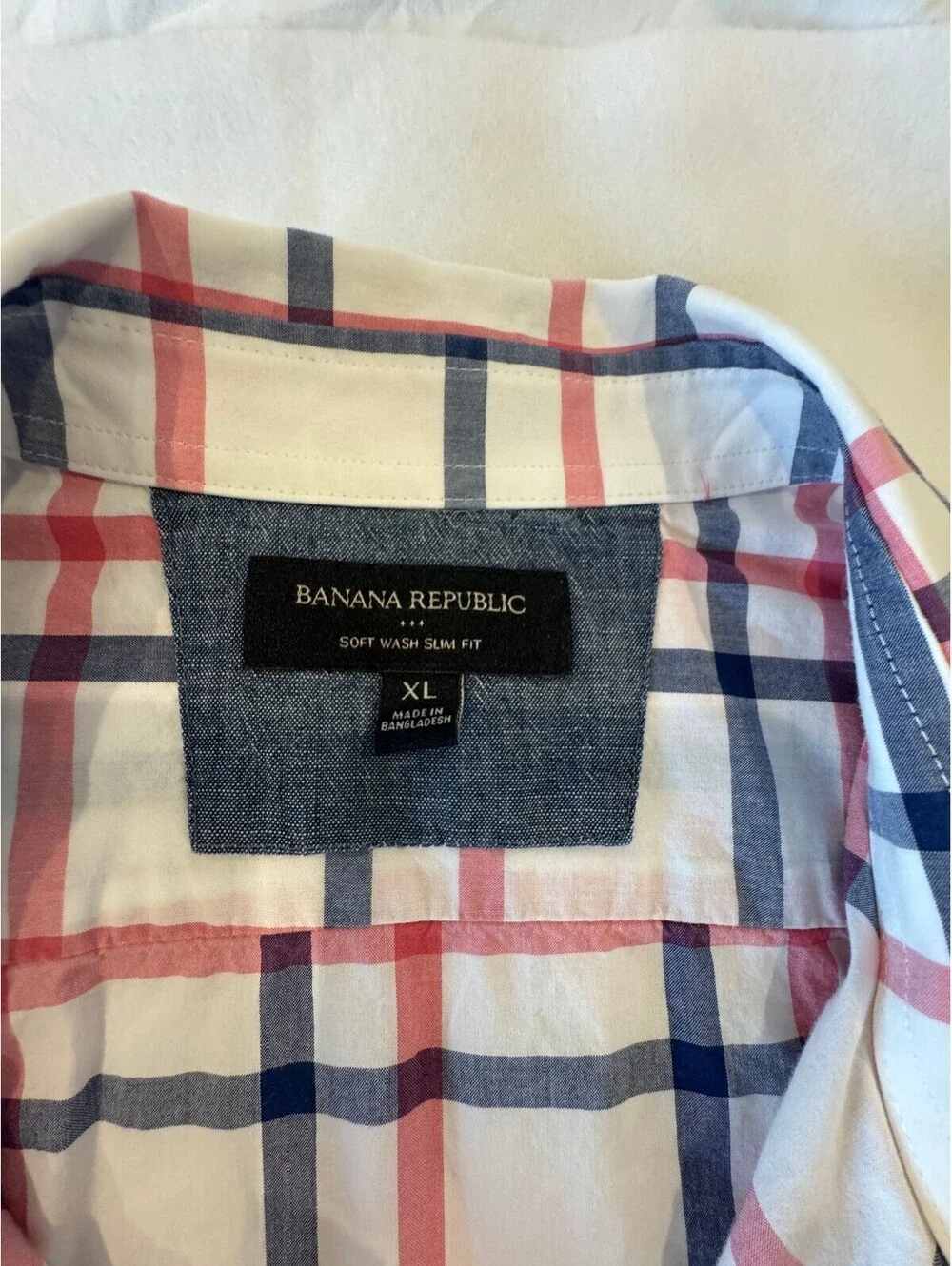 Banana Republic Navy/Red Plaid Button Down size XL